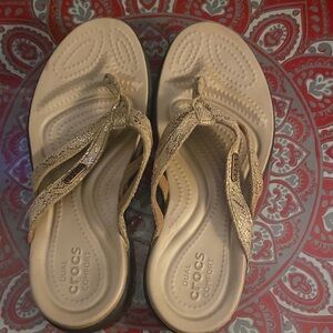 CROCS Women's Glittery Tan Sandals